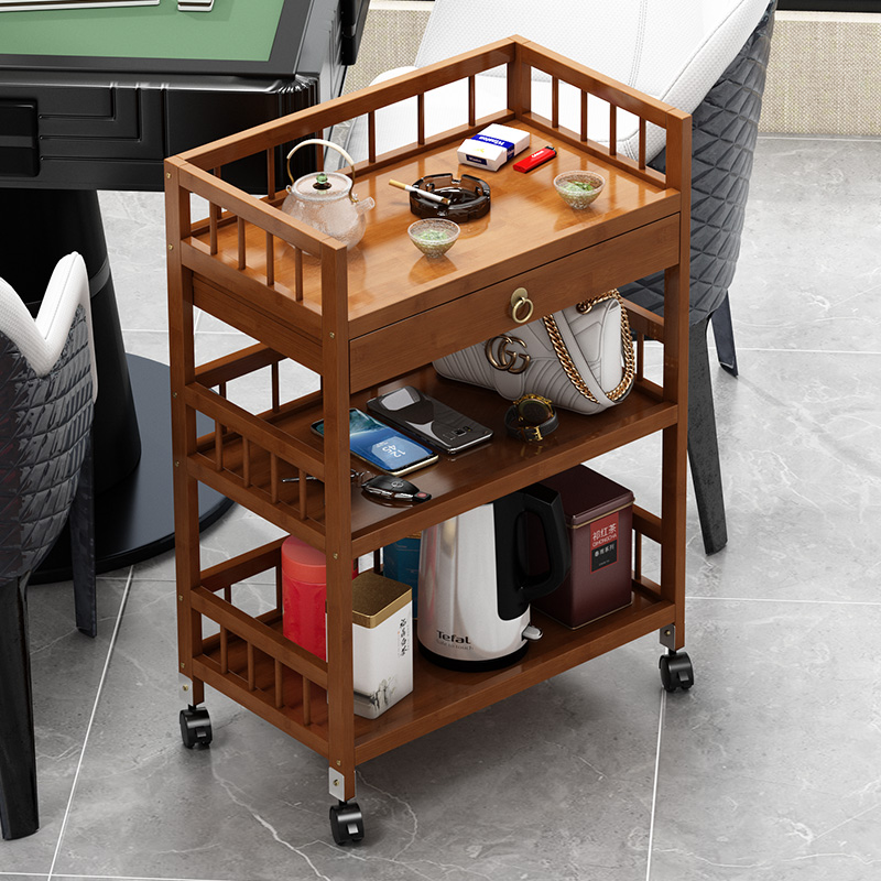 置物架多层收纳架小推车客厅落地移动家用杂物储物柜简易楠竹架子