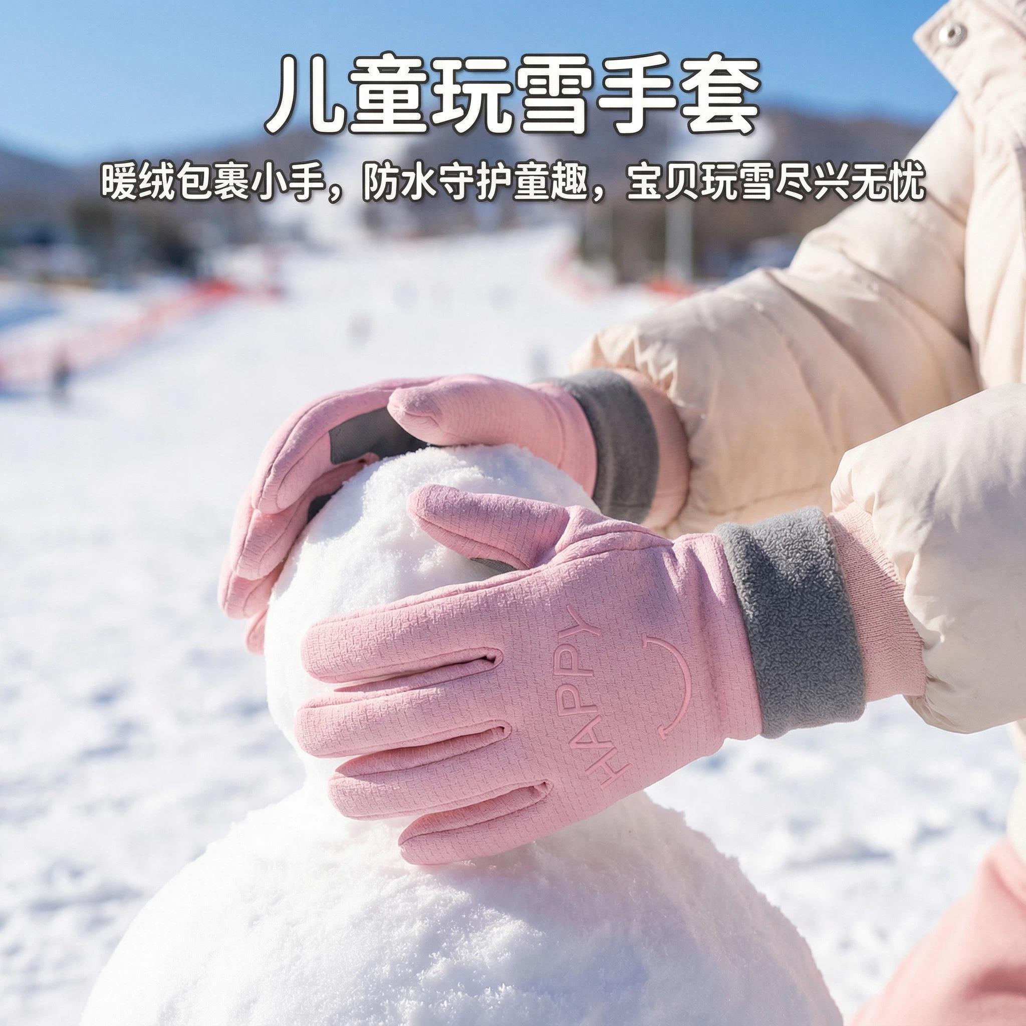 冬季儿童打雪仗专用手套玩雪防水滑雪防冻手东北零下40度防寒保暖