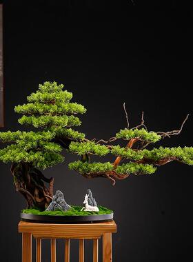 新室中式ZG-67170仿迎客松摆件客厅盆品景办公绿真植玄关装饰罗汉