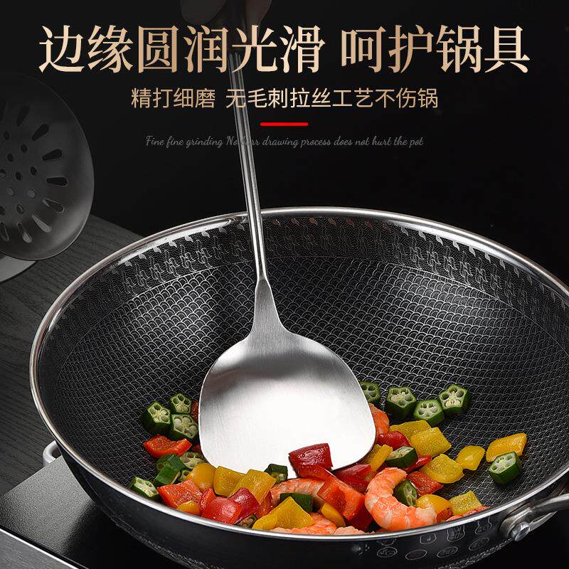 厂家不锈钢家用木柄铲子烧菜厨房用具耐高温加厚汤勺304锅铲