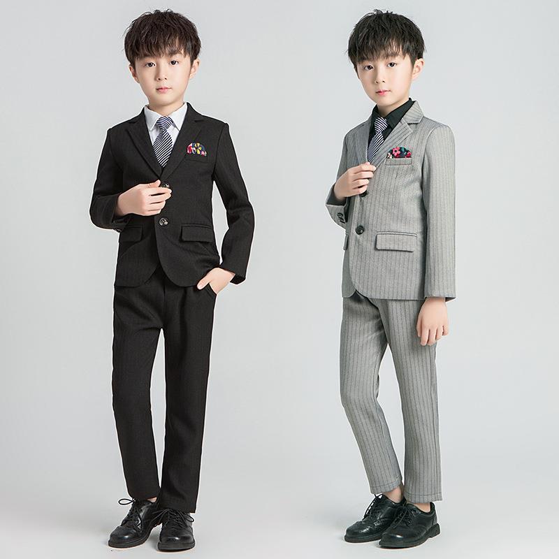 春秋时装周网红条纹男儿童小西装小孩子朋友礼服套装演出主持表演