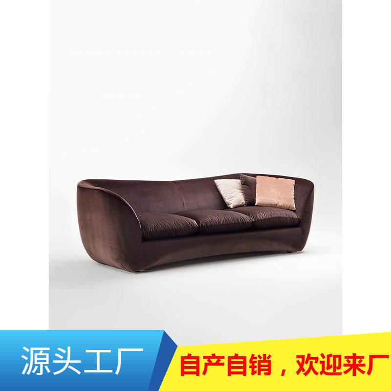 现代新古典深棕色灰色绒布艺多人大户型客厅接待沙发KTV包间沙发