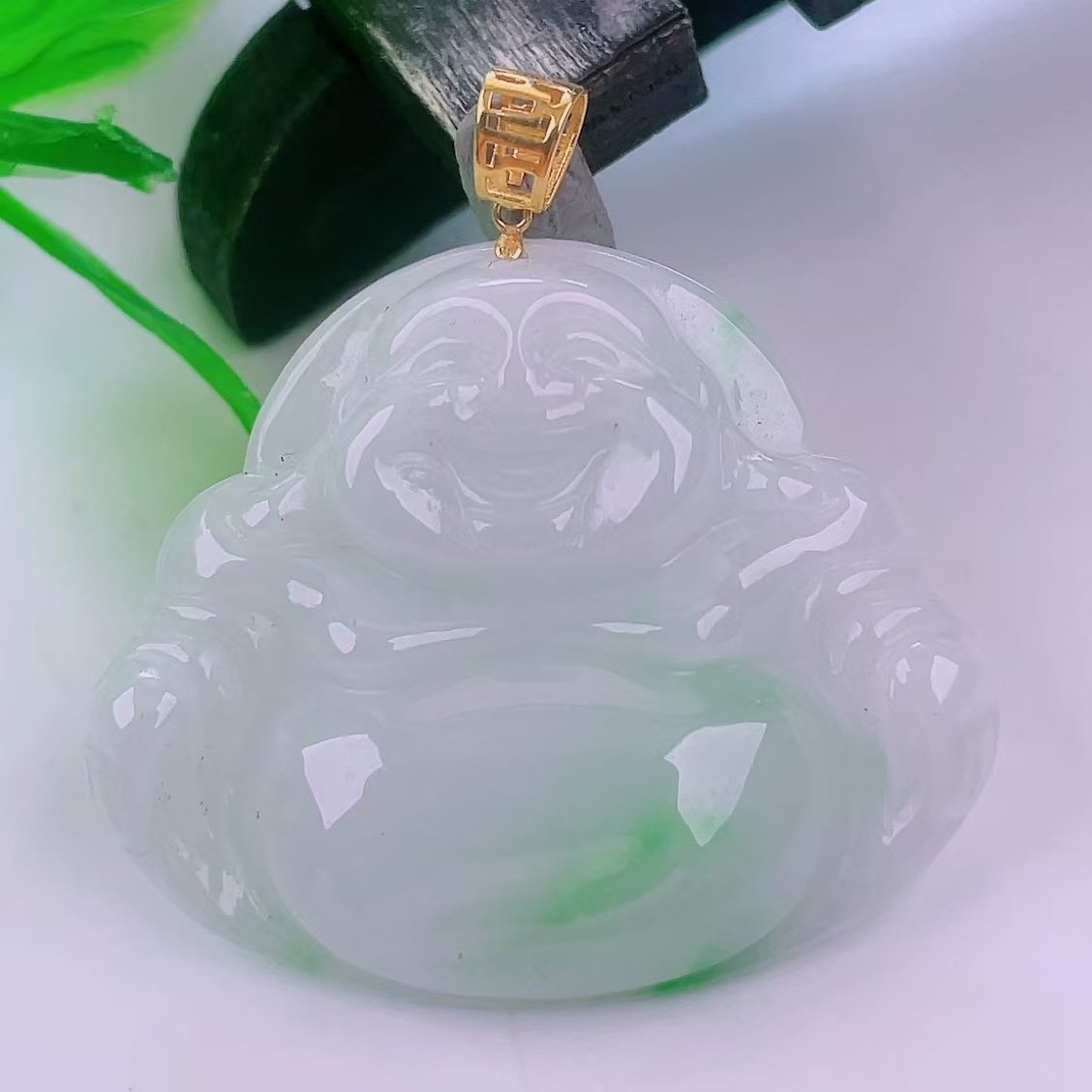 缅甸天然真品翡翠正品18k金扣头冰飘阳绿花闪拍佛公玉石吊坠5.66g,珠宝/钻石/翡翠,颈饰,淘宝优惠券,粉丝福利购,淘宝优惠卷