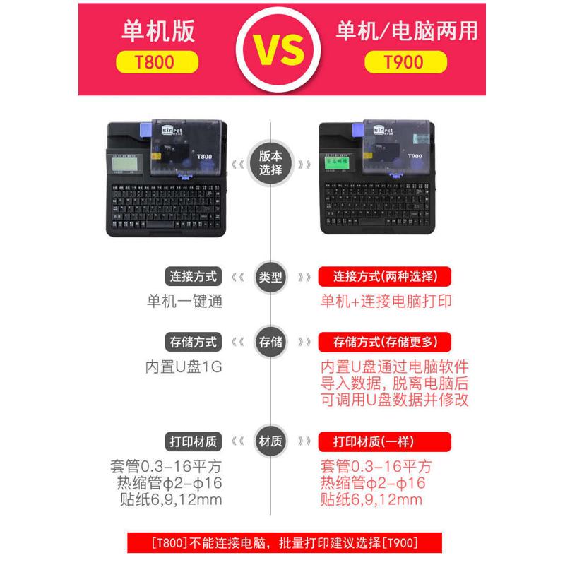 赛恩瑞德线号机T800打号机线号打印机号码管套管打字机打码机T900