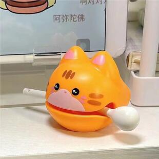 定招财猫小木鱼IAV解压情绪稳桌面摆件办公室饰工装生位日送朋友