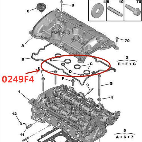 0249F4适用标致207 208 308 3008 508雪铁龙DS3 R55气门室盖垫