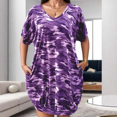 Women's Plus Size Camouflage Print Dress