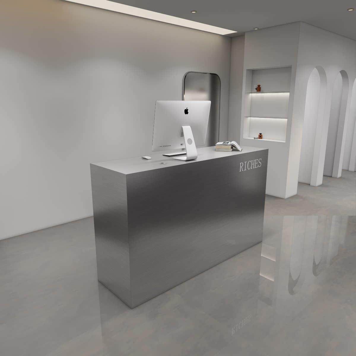 不锈钢收银柜台轻奢美发店小型吧台女服装店柜台公司前台简约接待