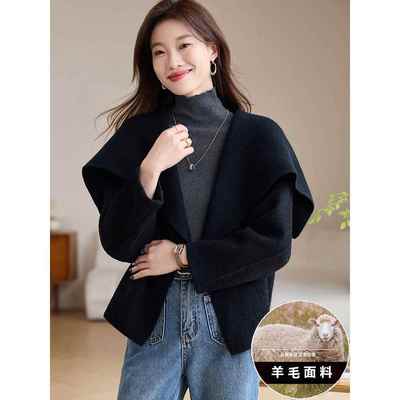 毛呢外套女款2025年新款今年流行爆款春秋冬季羊毛针织外搭开衫短