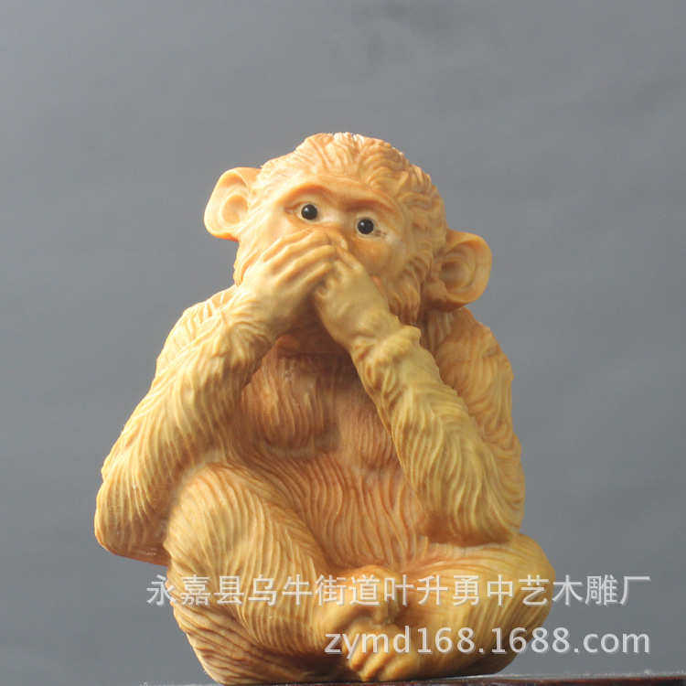 摆件手球挂件件不把玩猴黄杨木木质三雕 手红木