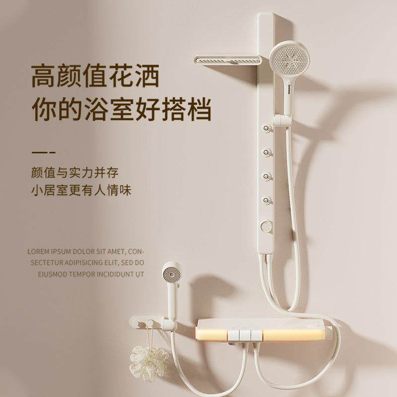 德国奶白全铜过滤简易花洒腰喷肩喷增压无顶喷淋浴套件小户型家用