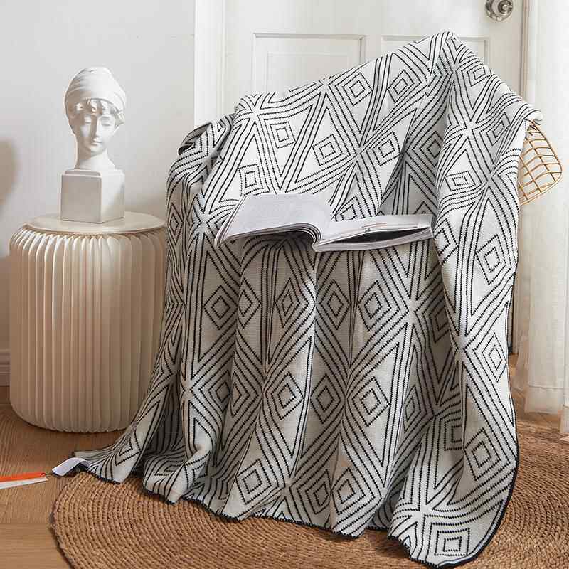 北欧 风灰色针织休闲小毛毯子被子午睡沙发毯单人毛巾盖毯夏季
