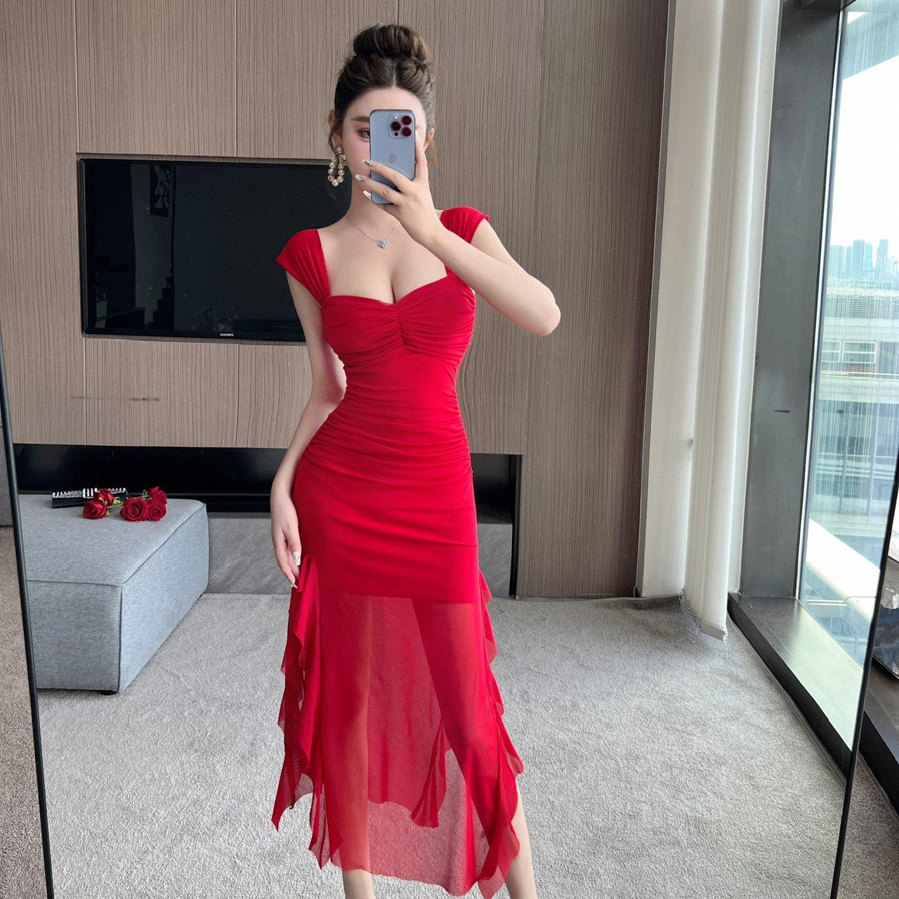 气质晚礼服洋装女夜总会工作服沐足桑拿按摩技师服长裙