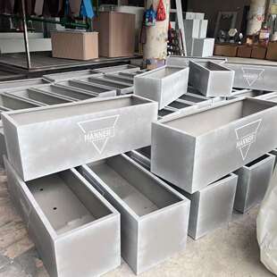 户外仿水泥石材不锈钢花箱长方形金属种植树箱铁艺景观可移动花盆