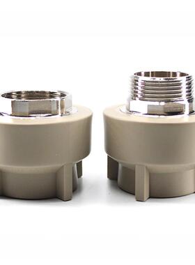 浅灰色Ppr外丝直连32 40 50 63水管大六角内齿1.0英寸2英寸加厚管