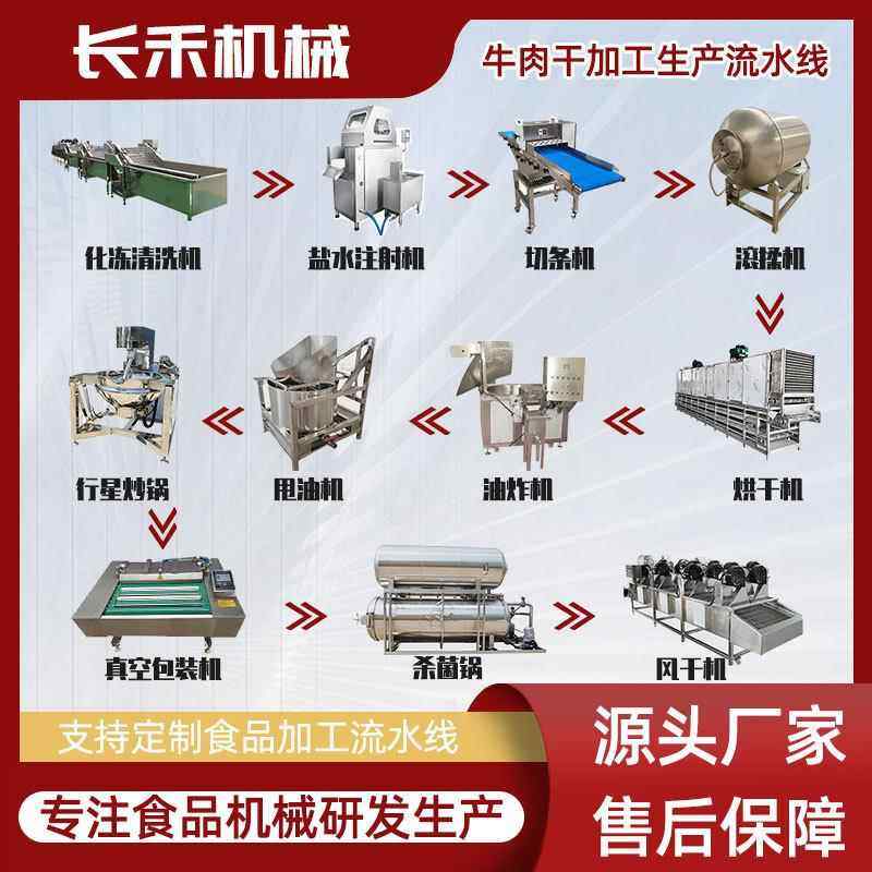 香辣牛肉干生产流水线 牦牛肉干制作生产 风味牛肉粒加工设备