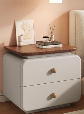 奶油风木实床头柜简约现新代款2025轻感储奢物F5M97TM8收纳床边柜