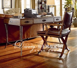 美式乡村书桌复古艺术1.4米实木书椅别墅老板桌家用写字桌可定制