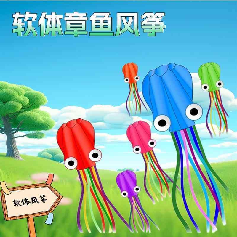软体风筝3D立体鲸鱼章鱼风筝无骨架风筝大型成人放飞潍坊风筝外贸
