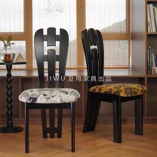 中个性创意新款实木餐椅古风复古靠背椅椅书桌椅梳妆椅孔雀设计师
