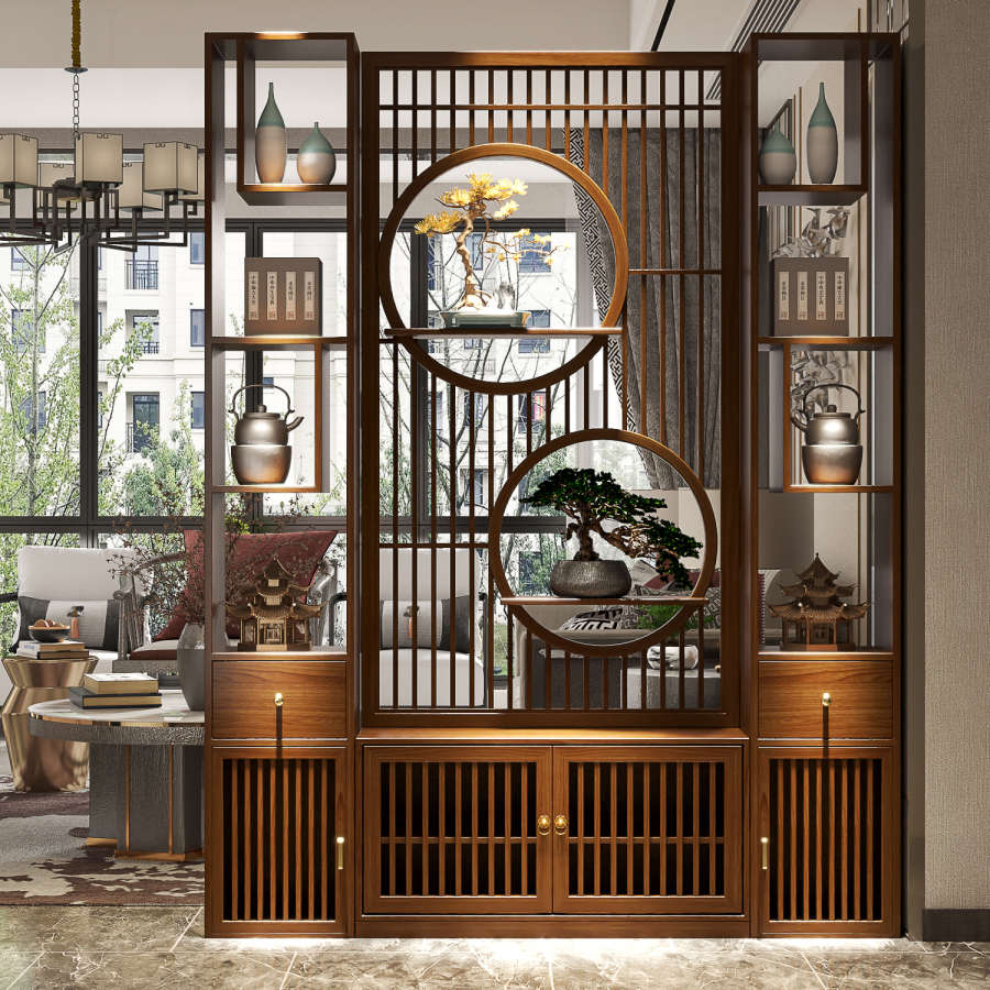 屏风柜子隔断客厅实木入户玄关柜简约现代茶室办公室别墅进门遮挡