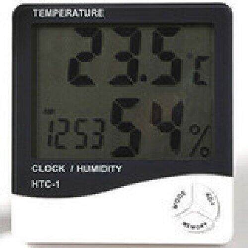 温湿度计HTC1电子温度计大屏幕数显带闹钟湿度计家用室内温度计