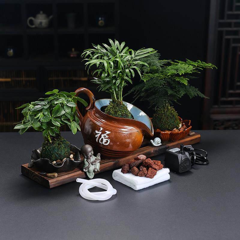 生态缸古法鱼缸陶瓷罐开 口循环流水配件庭院花园造景循环过滤摆