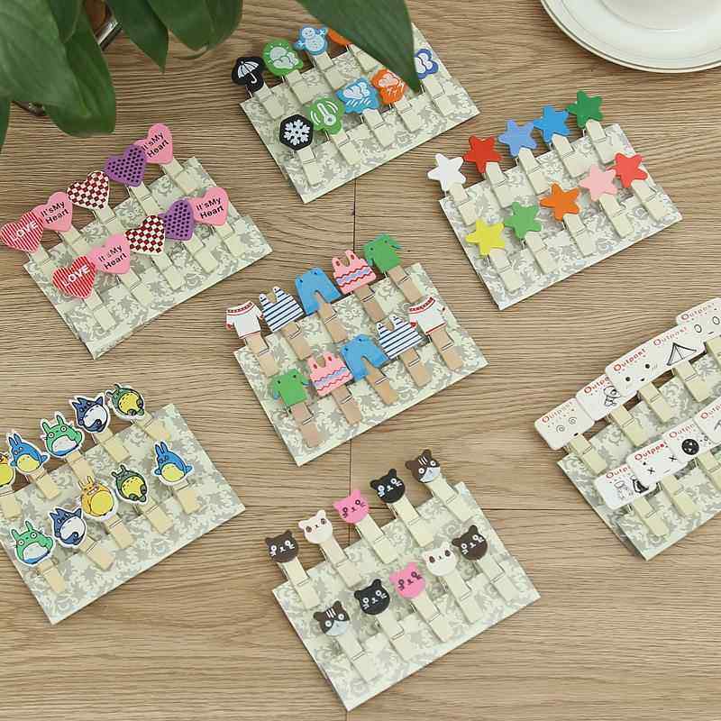 卡通装饰小木夹子照片夹教室宿舍照片墙相片墙悬挂夹收纳整理