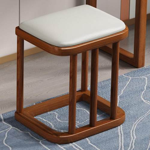 简约卧室梳妆凳新中式家用餐凳客厅软包茶桌凳轻奢化妆台实木凳子