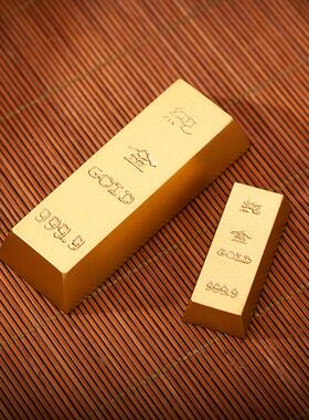 黄铜仿真纯铜金条金属工艺品摆件中式招财金砖铜摆件装饰品镇纸