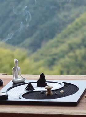 中式摆设瑜伽馆装饰禅意样板间八卦微景观茶楼枯山水摆件沙盘造景