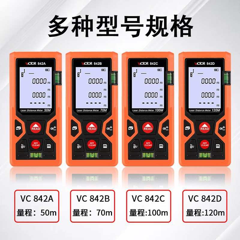 胜利测距仪VC842A手持激光电子尺B高精度红外线距离测量仪C量房D