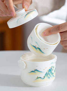 礼品茶具德化羊脂玉瓷一壶三杯茶叶罐LOGO陶瓷便携式户外旅行茶具