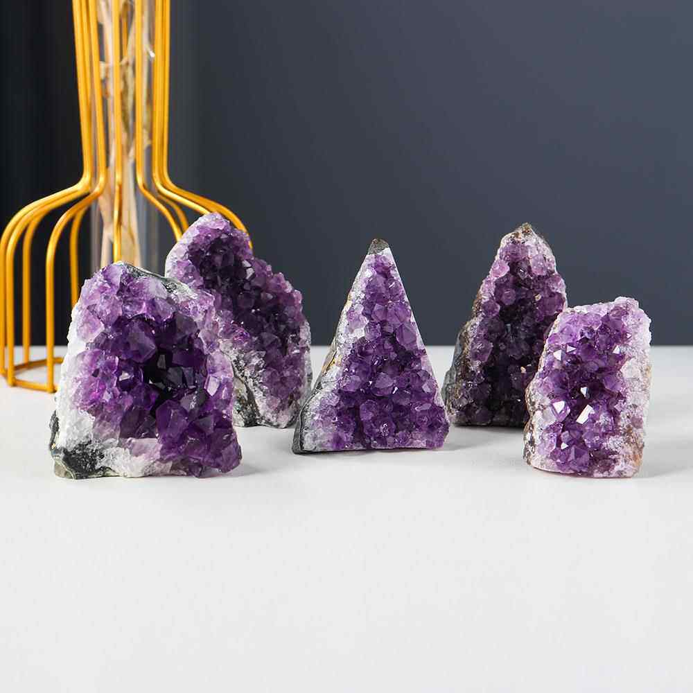 天然紫水晶簇摆件紫晶洞紫晶块原石矿物标本桌面装饰工艺品