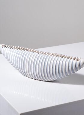 简约CNJ代贝壳摆形陶瓷现几何饰摆件样板房酒店工艺设玄关民宿软