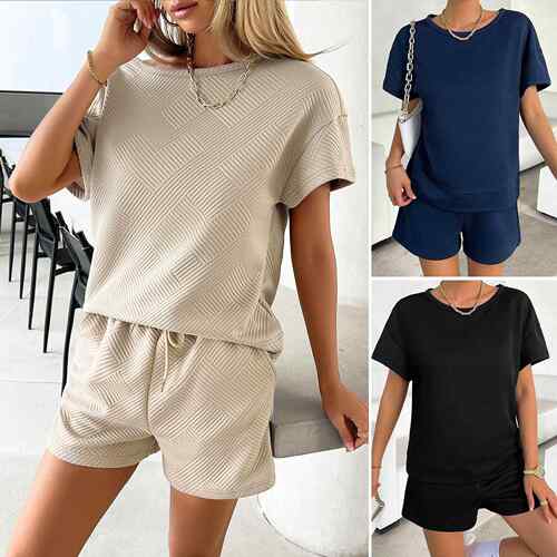 Women'S 2 Piece Outfits Sweatsuit Casual Short Sleeve