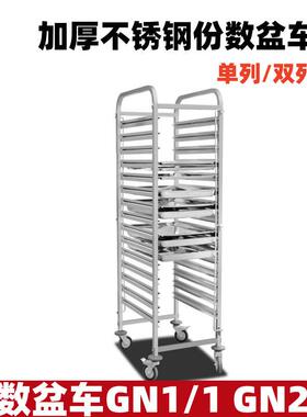 不锈钢份数盆车厨房盆架GN1/1层餐车备餐车GN2/1双列盘车商用