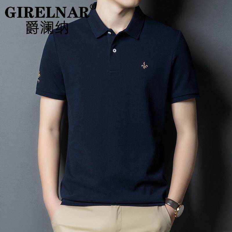 爵澜纳2025新款翻领T恤高端商务时尚休闲纯棉宽松polo衫男士短袖