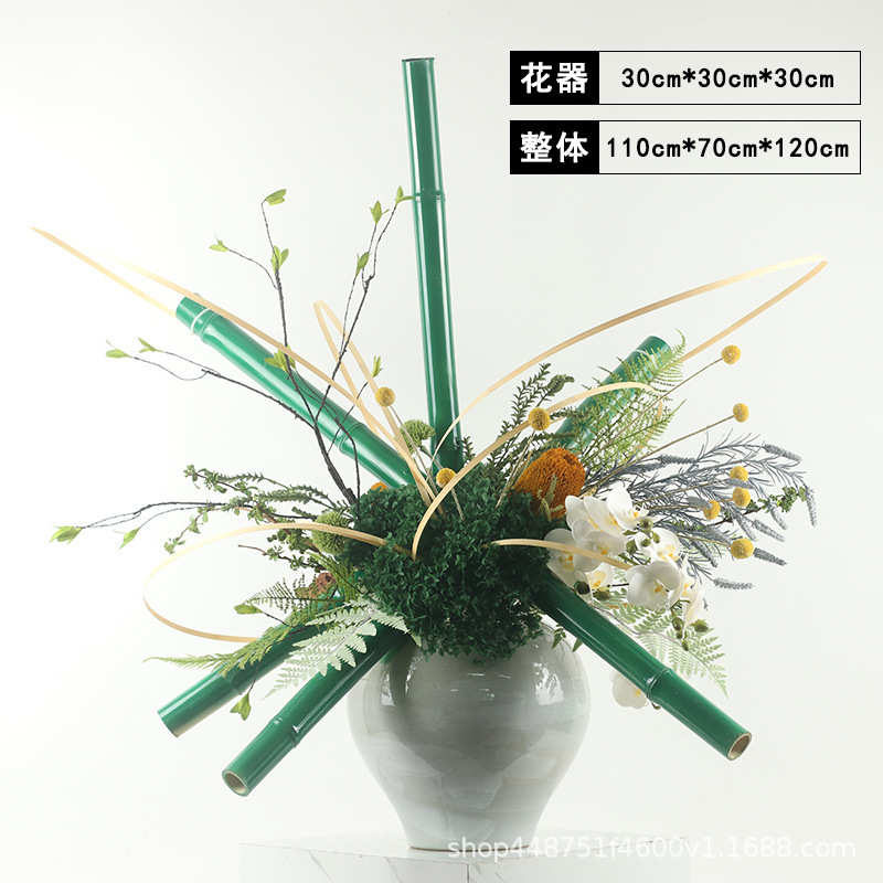 软新样板房整体边中式花艺大堂几桌酒店花艺摆件装饰品家居玄关装