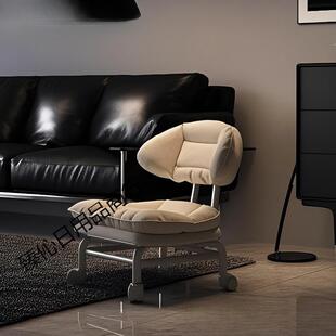 万向轮小凳子家用矮凳客厅高颜值懒人滑轮移动带轮子的靠背小椅子