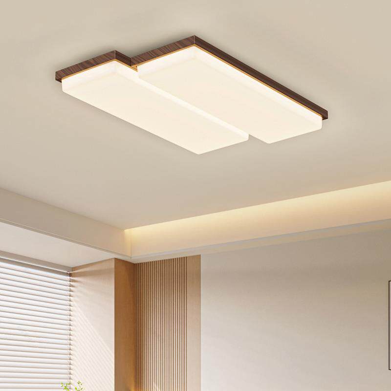 客厅吸顶灯法式中古风胡桃色木纹温馨卧室书房全光谱护眼灯具套餐