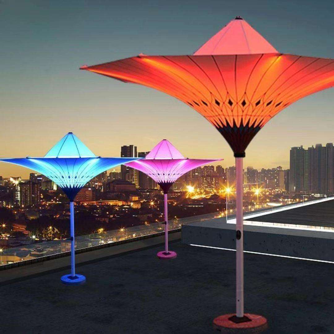 商业酒店中柱广告网红遮阳伞喇叭花伞庭院灯伞创意户外装饰带民宿