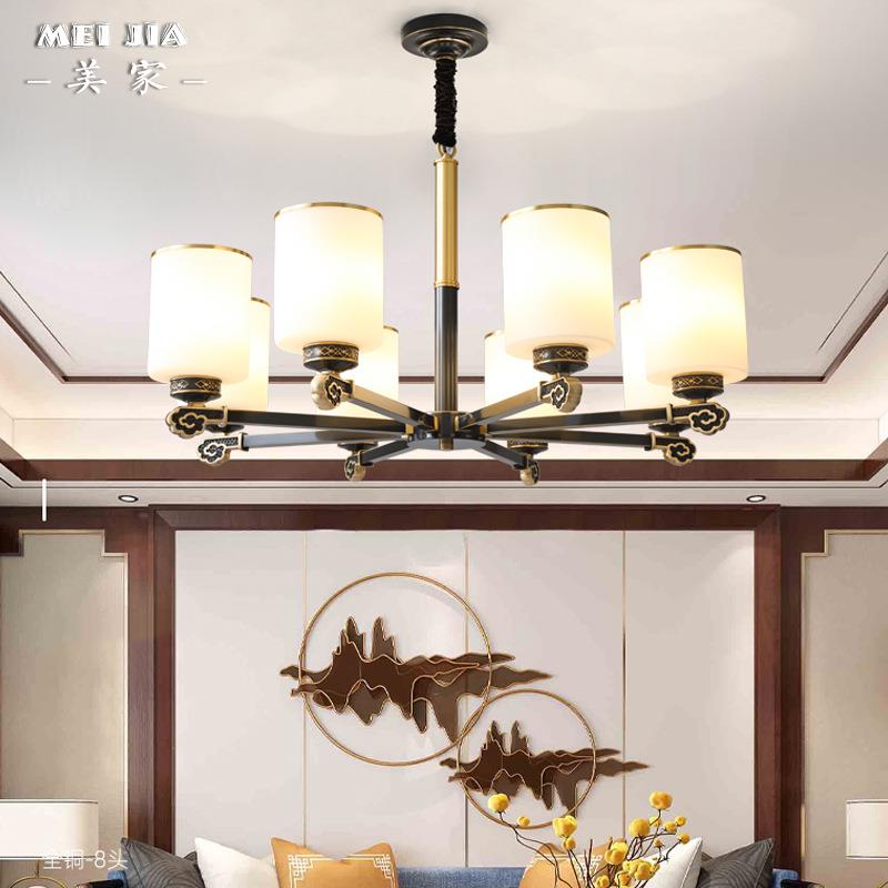 新中式简约客厅吊灯现代别墅大厅餐厅卧室灯复式楼门口楼梯吊灯具