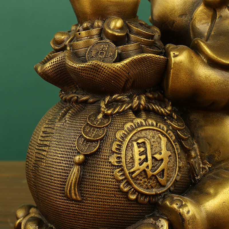 铜大象一对财富大象坐地葫芦象钱袋聚宝盆象铜器工艺品批发