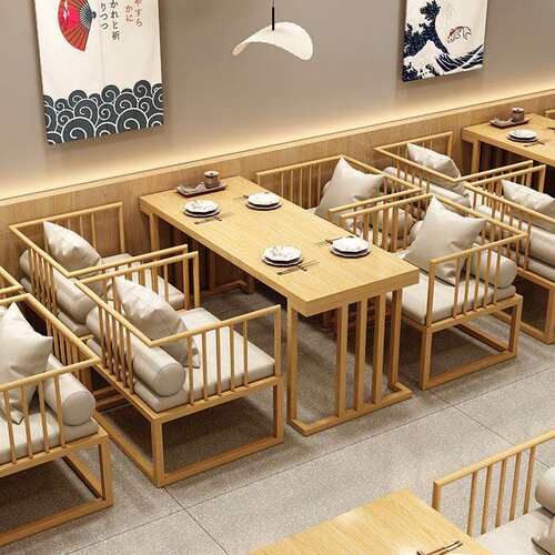 新中式国潮卡座沙发餐厅茶楼烧烤火锅店洽谈休闲铁艺咖啡桌椅组合
