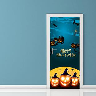 个性 MT067 万圣节 邪恶南瓜3d门贴 饰墙贴纸翻新墙贴 木门家庭装