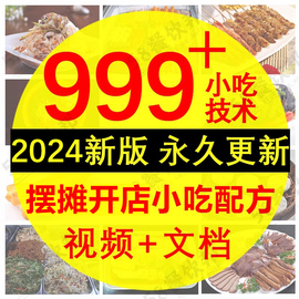 网红小吃摆摊创业技术配方，餐饮地摊商用开店夜市火爆项目教程