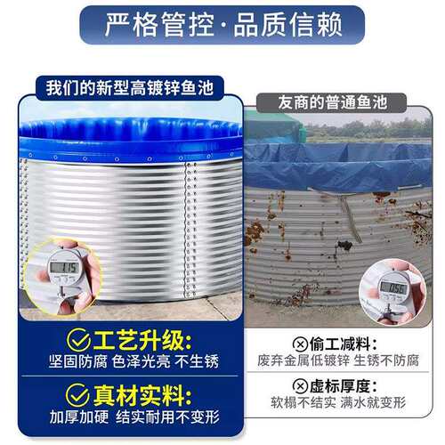 镀锌板帆布鱼池大型户外高密度养殖鱼池加厚圆形组装铁板蓄水池