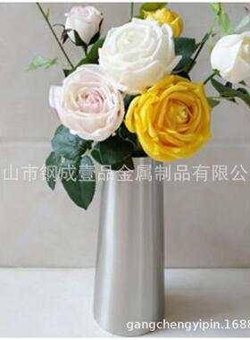 不锈钢金属花瓶 家用室内样板房软装商用花盆餐厅桌面不锈钢花瓶
