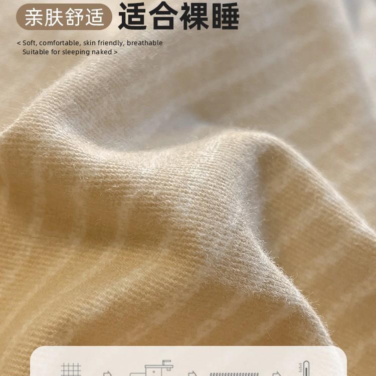 2024新款秋冬加厚磨毛四件套简约纯棉被套床单三件套床上用品斜纹